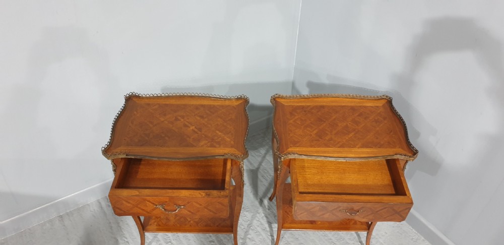 Pair French Parquetry Lamp Side Tables View VII