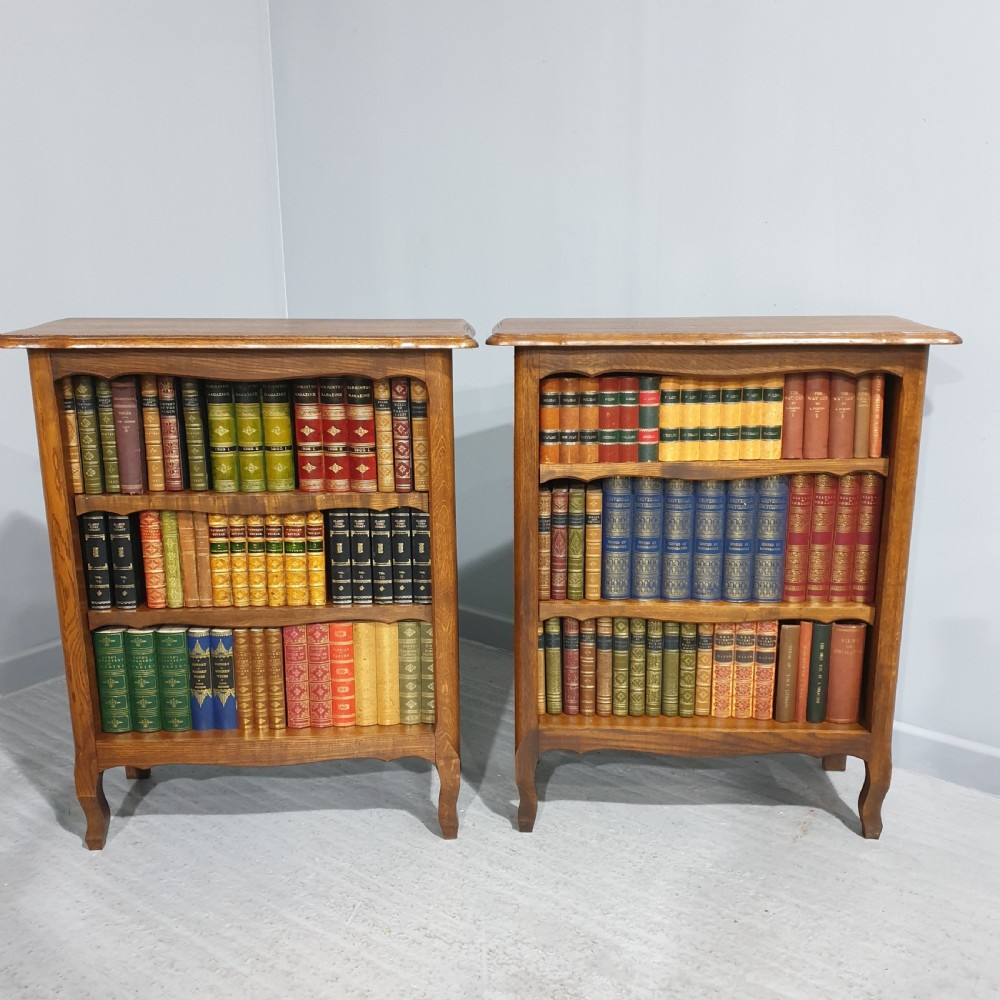Pair French Oak Open Adjustable Bookcases