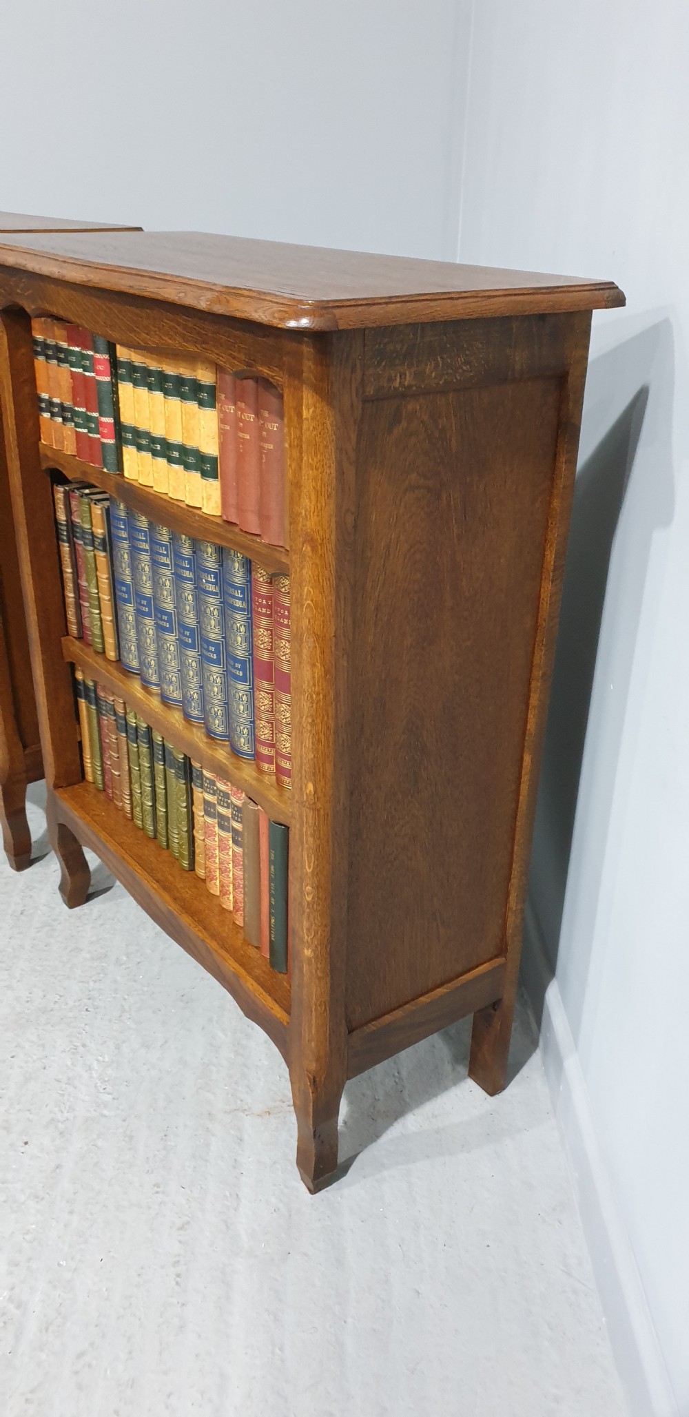 Pair French Oak Open Adjustable Bookcases View V