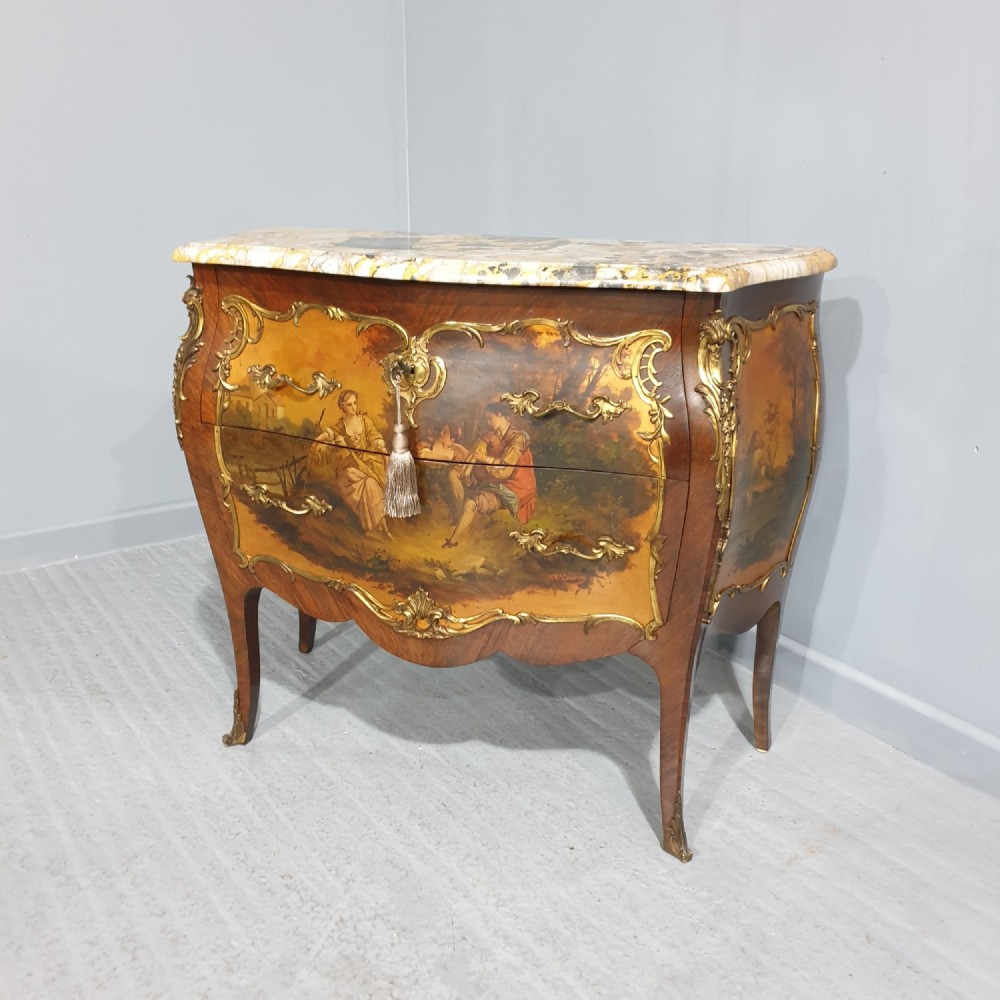 Rare Signed Vernis Martin French  Commode Chest of Drawers