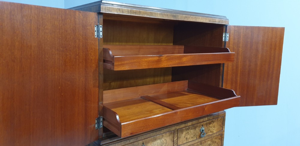 Top Quality Burr Walnut Linen Press of Small Proportions View VII