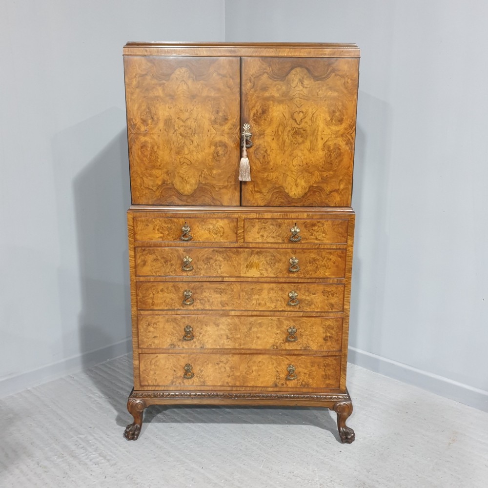 Superb Burr Walnut Linen Press