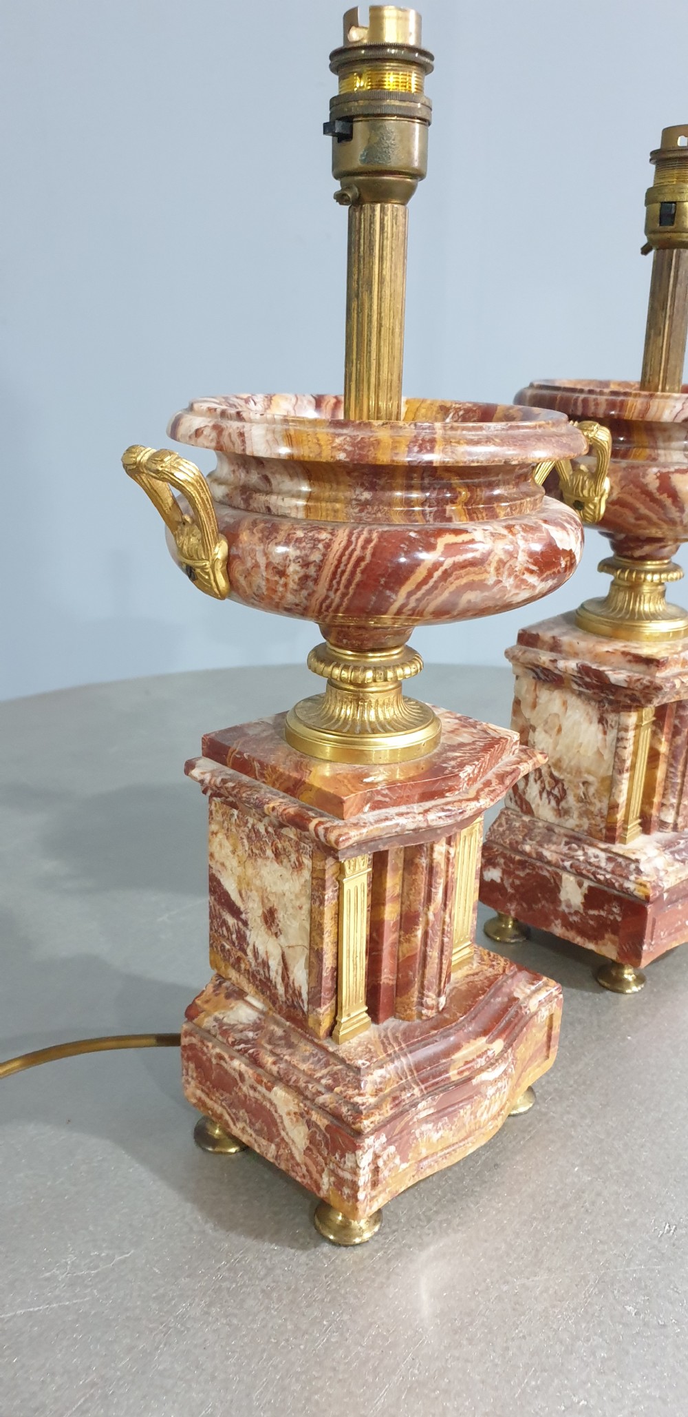 Outstanding Pair Marble Table Lamps View IV