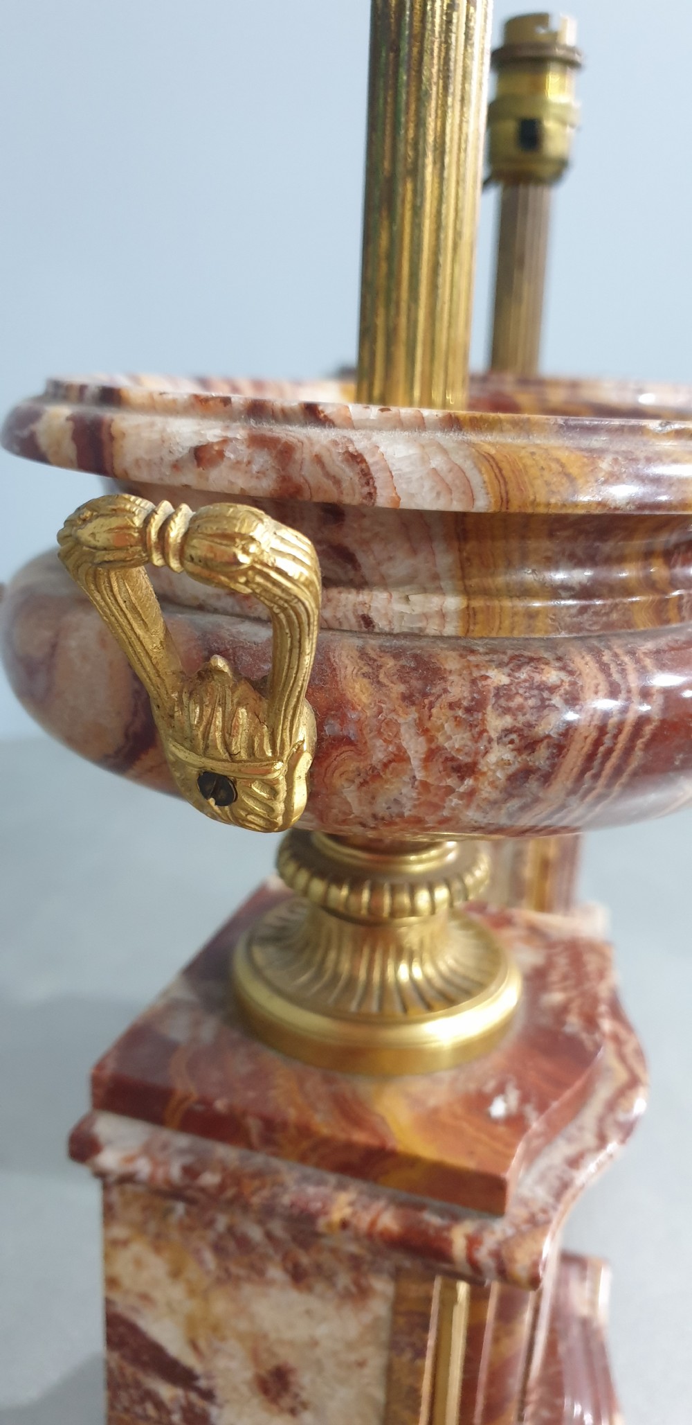 Outstanding Pair Marble Table Lamps View V