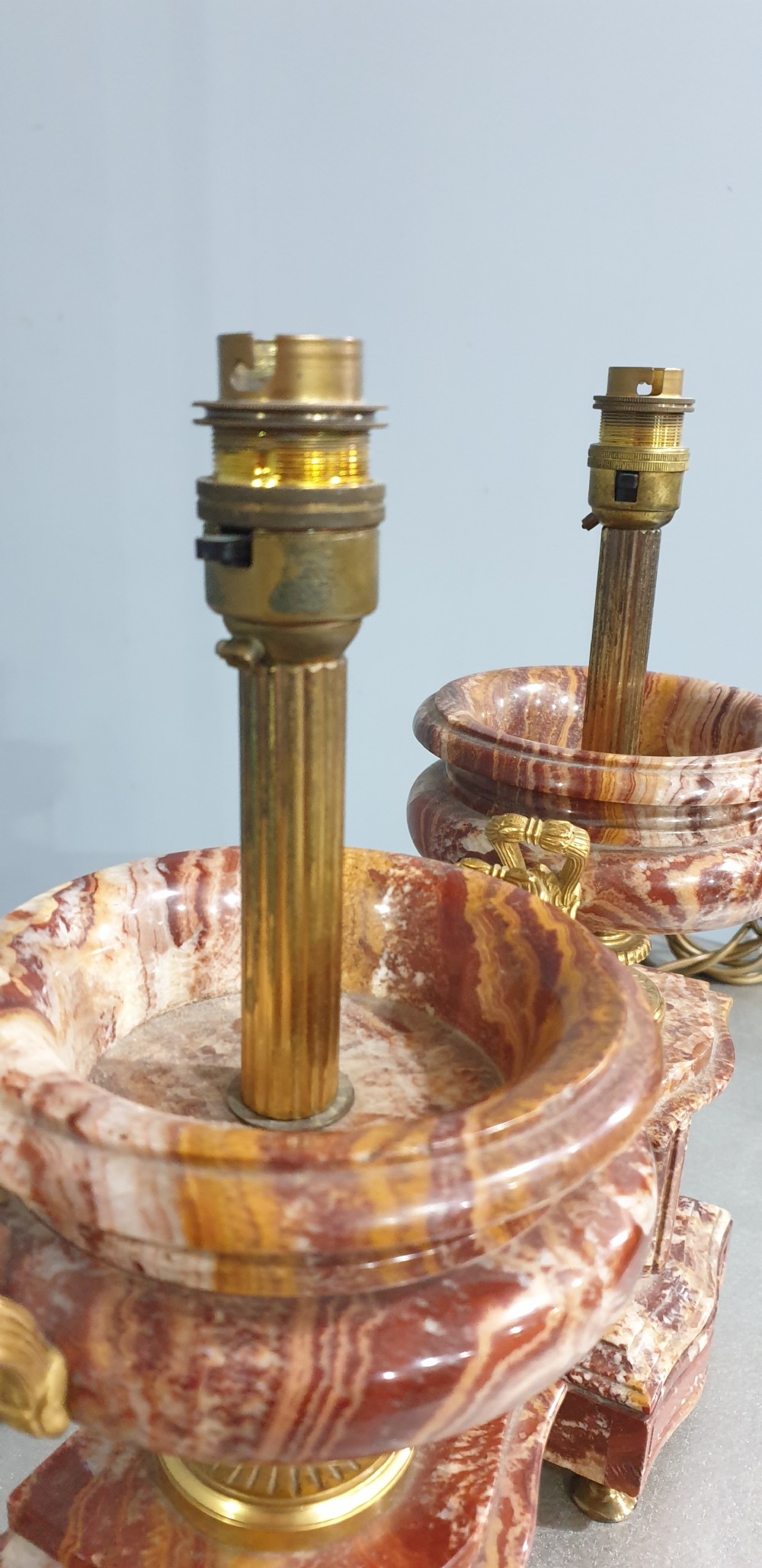 Outstanding Pair Marble Table Lamps View VI