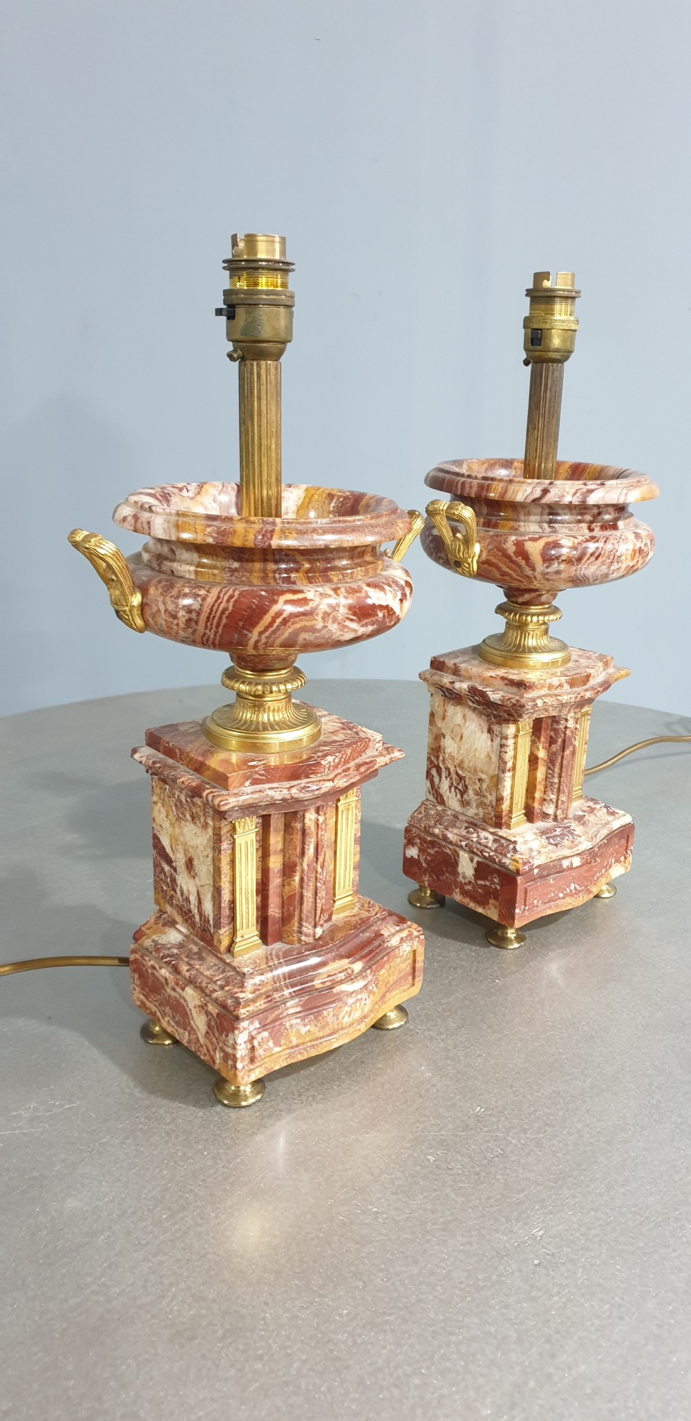 Outstanding Pair Marble Table Lamps View VII