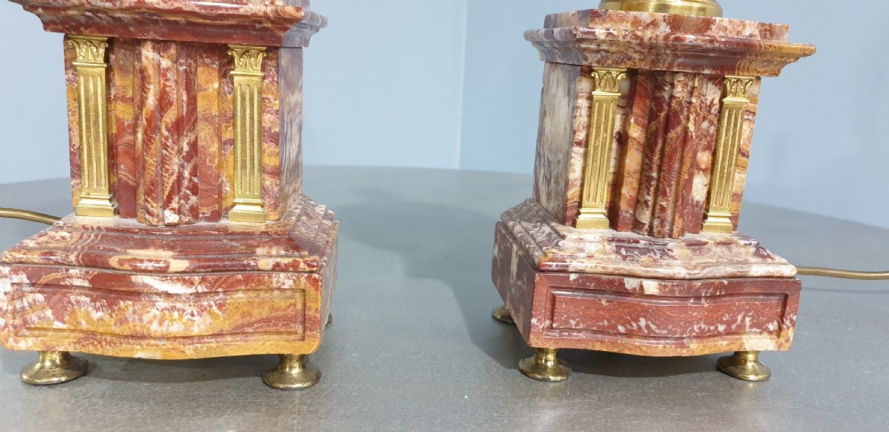 Outstanding Pair Marble Table Lamps View IX