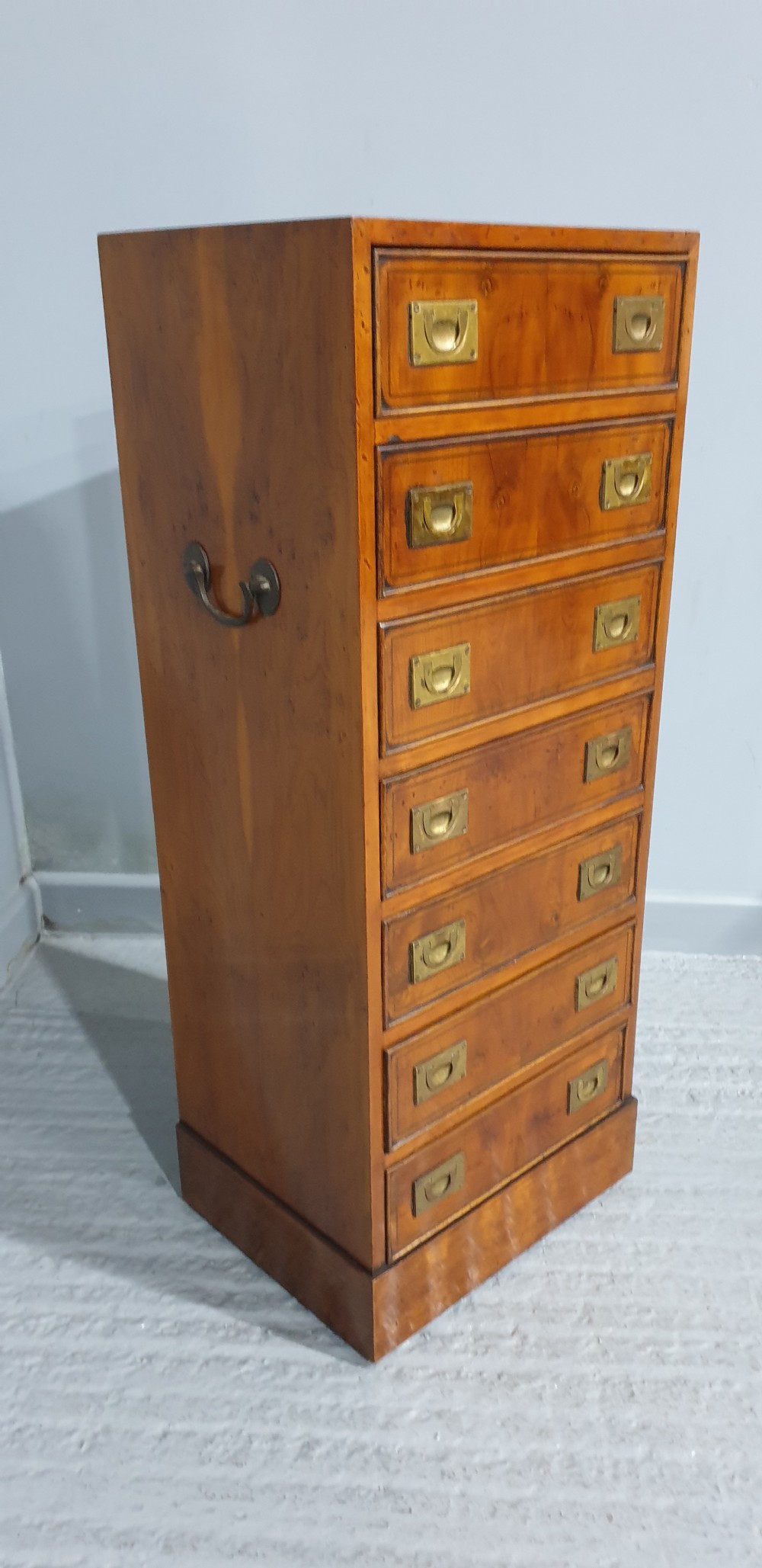 Super Yew Wood Campaign Chest of Drawers of Small Proportions View IV