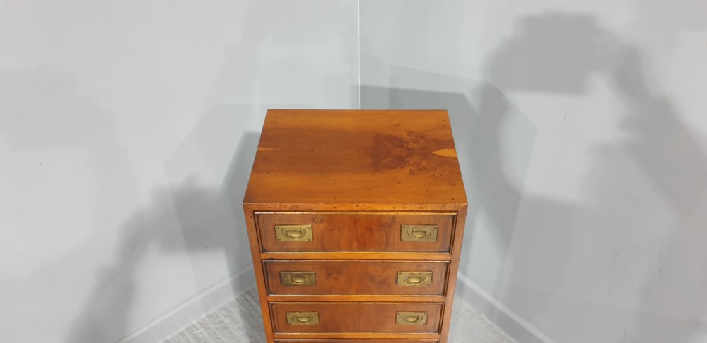 Super Yew Wood Campaign Chest of Drawers of Small Proportions View V