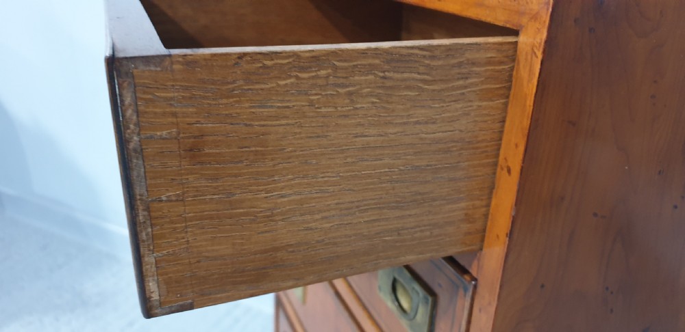Super Yew Wood Campaign Chest of Drawers of Small Proportions View VI