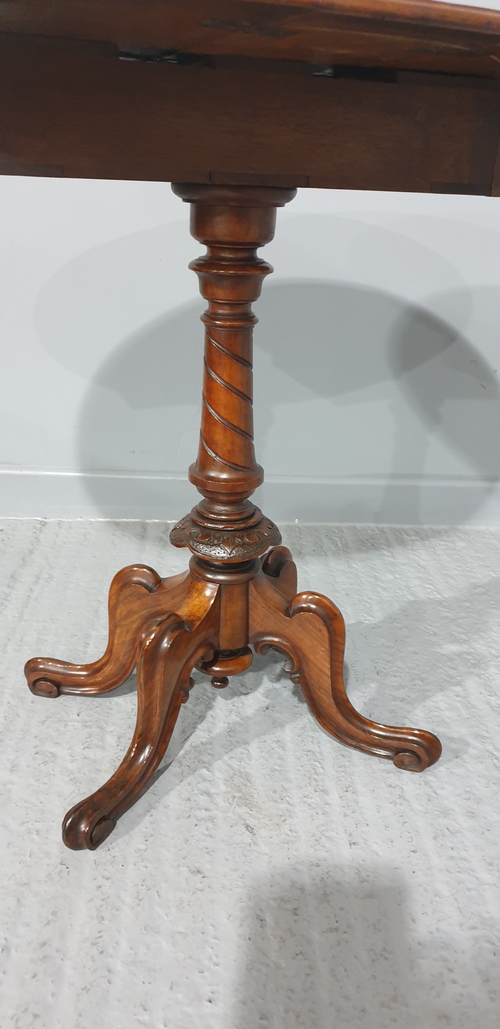 Super Burr Walnut Pedestal Drop Leaf Table View IV