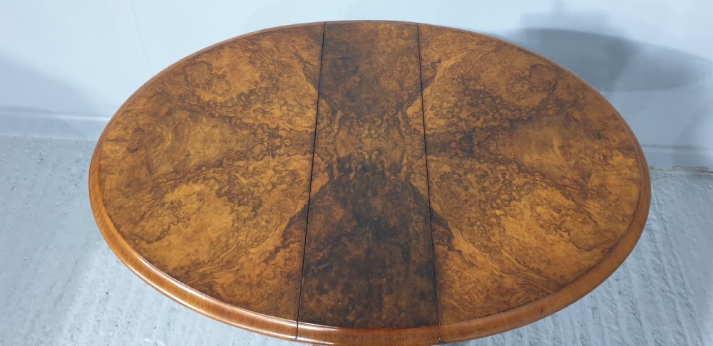 Super Burr Walnut Pedestal Drop Leaf Table View V