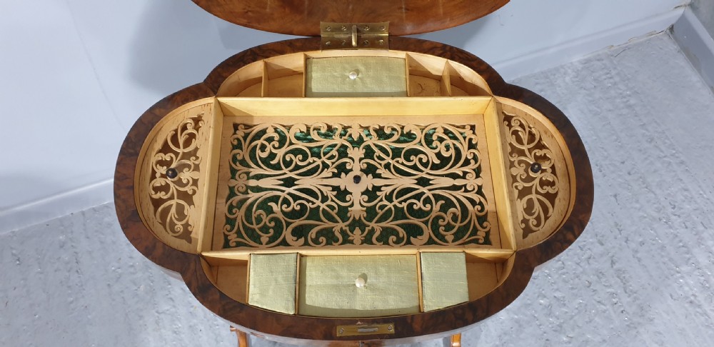 Super Burr Walnut Sewing Box View IX