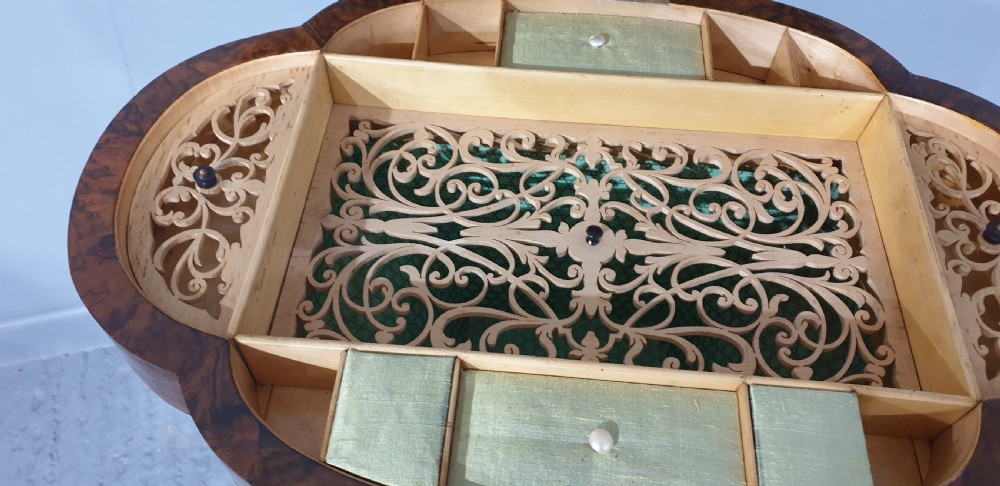 Super Burr Walnut Sewing Box View XI