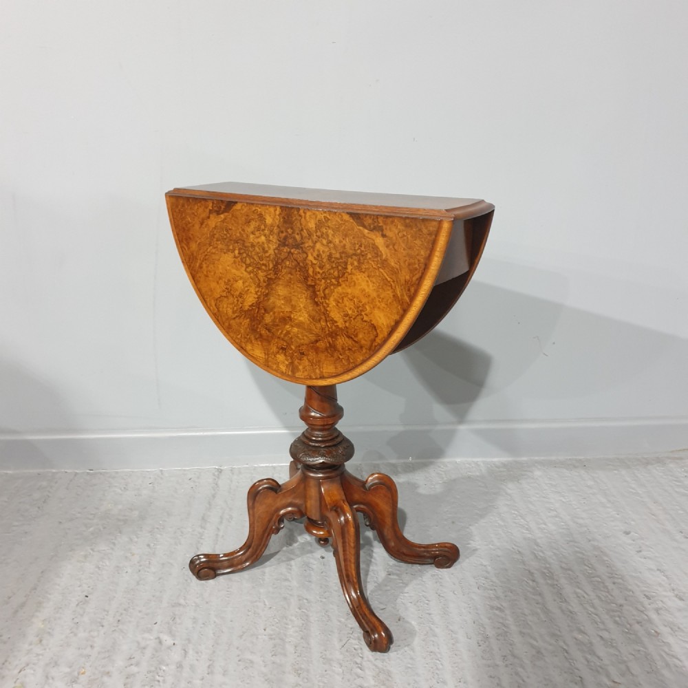 Super Burr Walnut Pedestal Drop Leaf Table