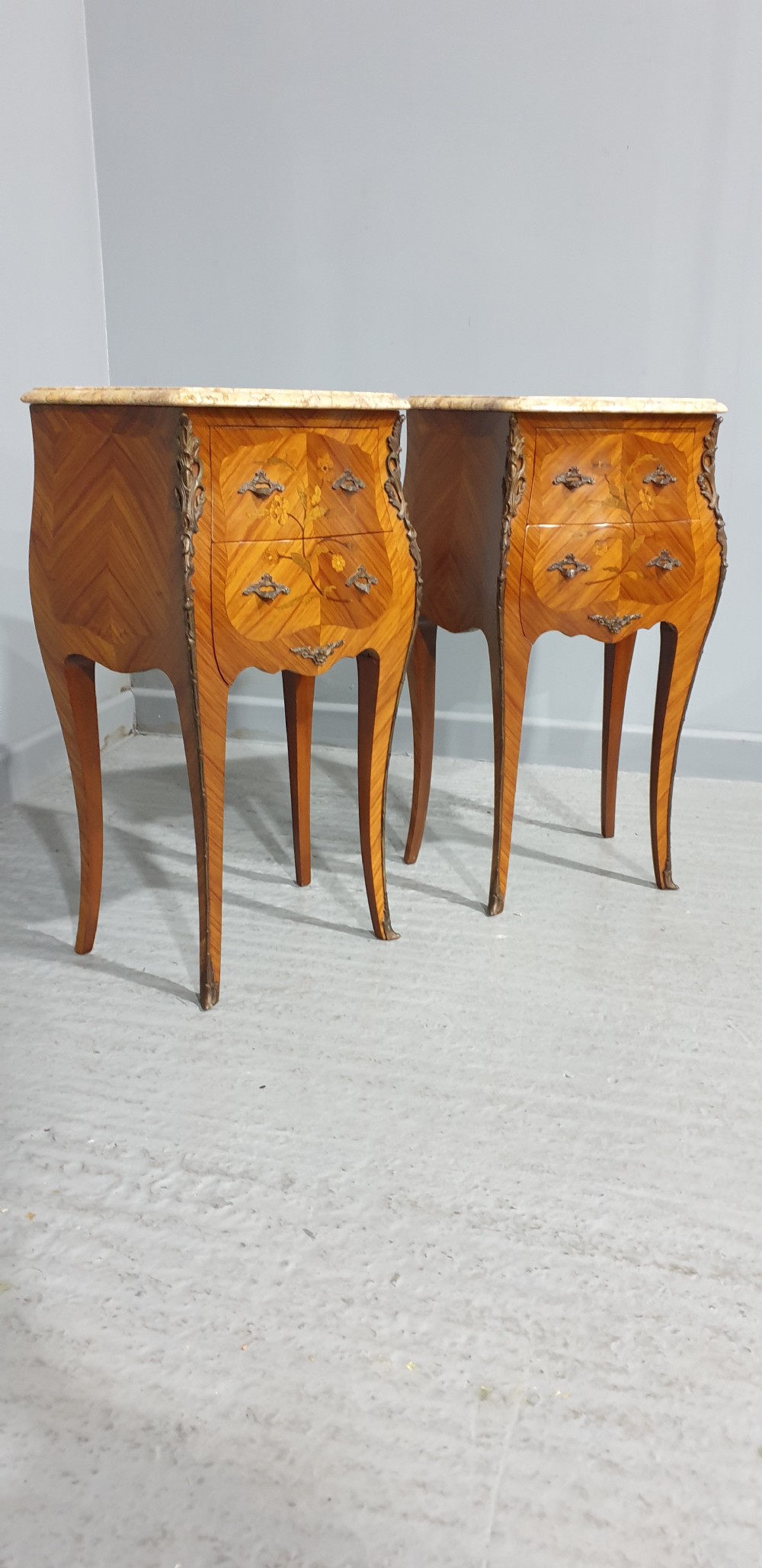 Pair of Quality French Bedside Lamp Chests of Drawers View V