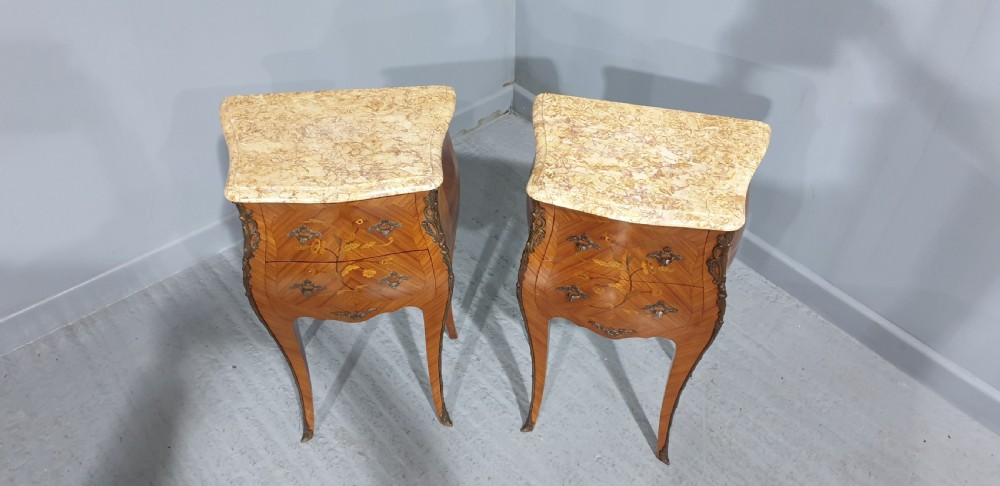 Pair of Quality French Bedside Lamp Chests of Drawers View VI