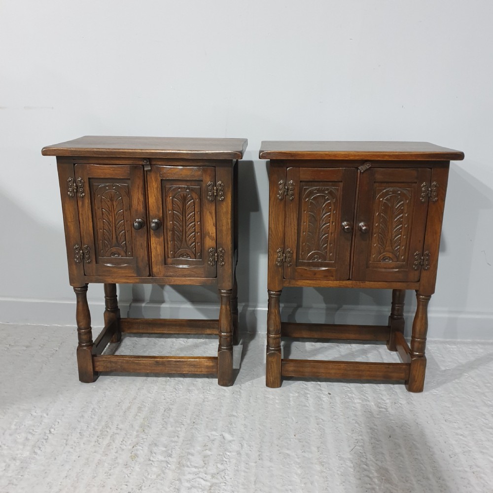 Pair Oak Bedside Cabinets View II