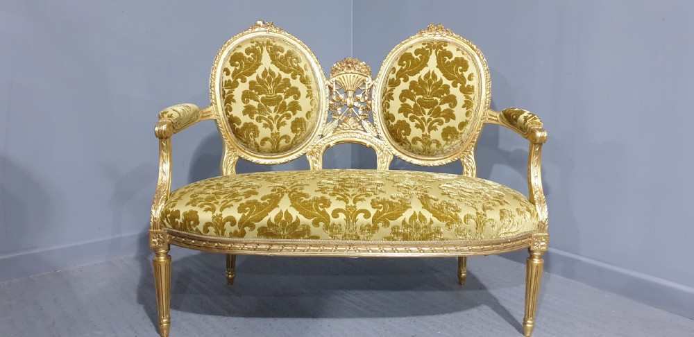 Outstanding French Gilt Sofa View VII