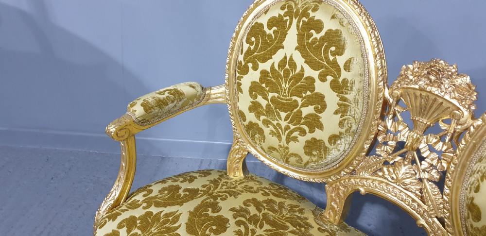 Outstanding French Gilt Sofa View XIII