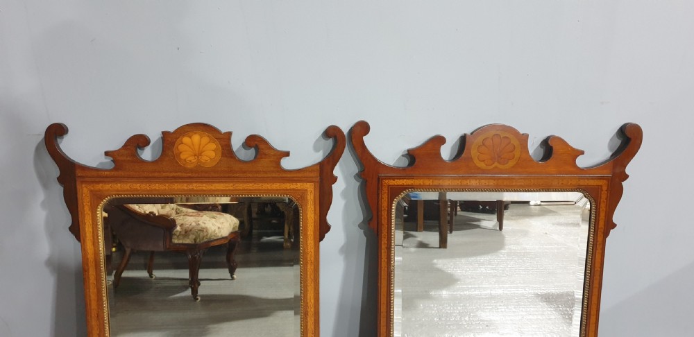 Lovely Pair Georgian Inlaid Mirrors View II