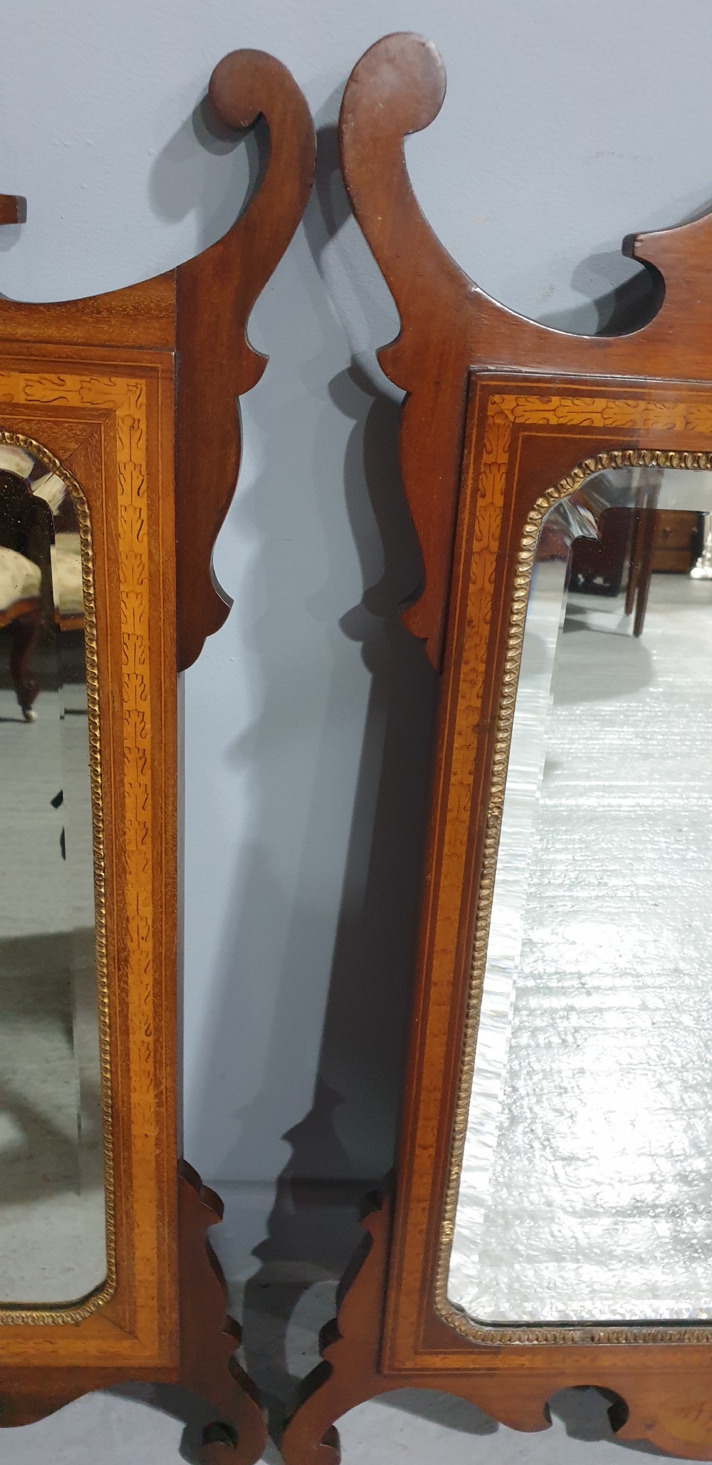 Lovely Pair Georgian Inlaid Mirrors View X