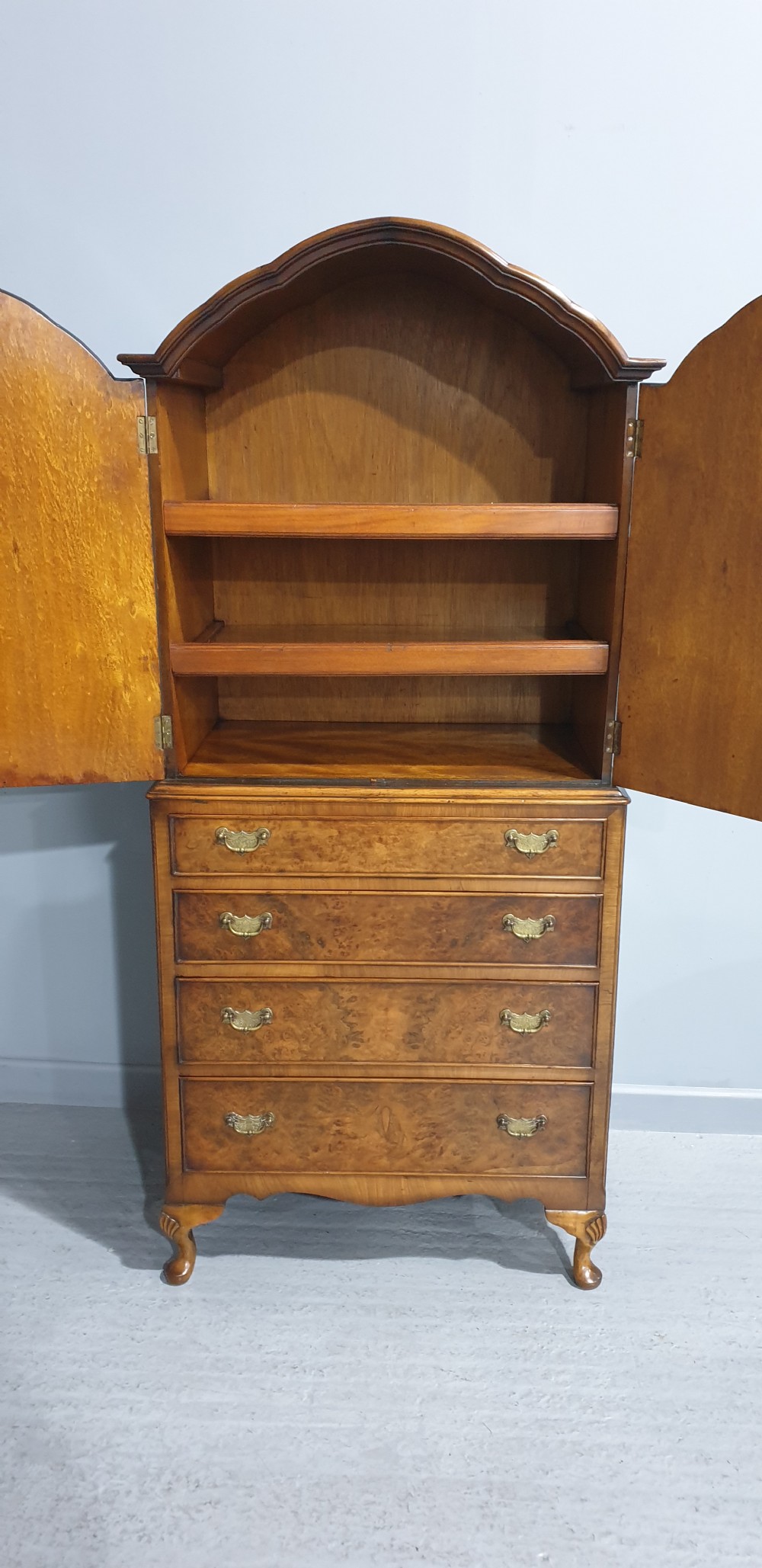 Fine Burr Walnut  Linen Press View VI