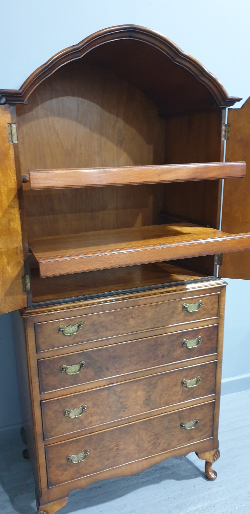 Fine Burr Walnut  Linen Press View IX