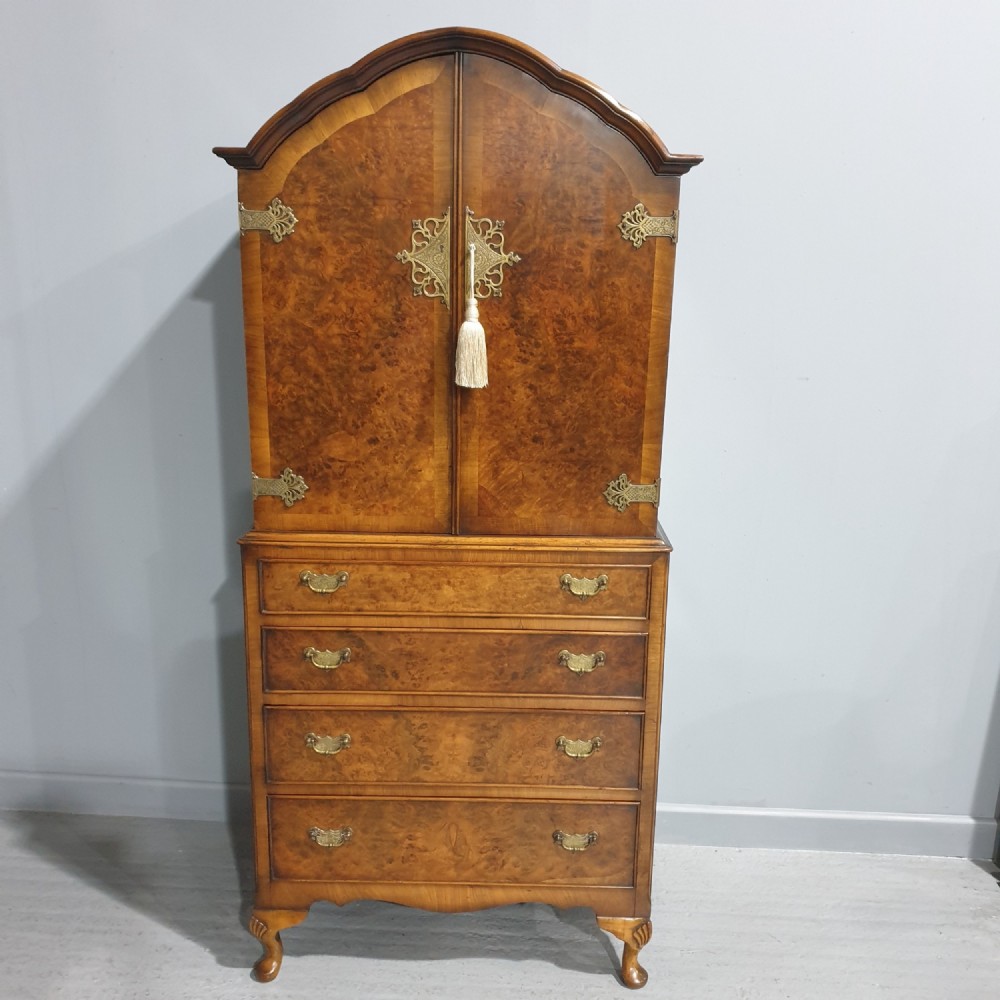 Fine Burr Walnut  Linen Press