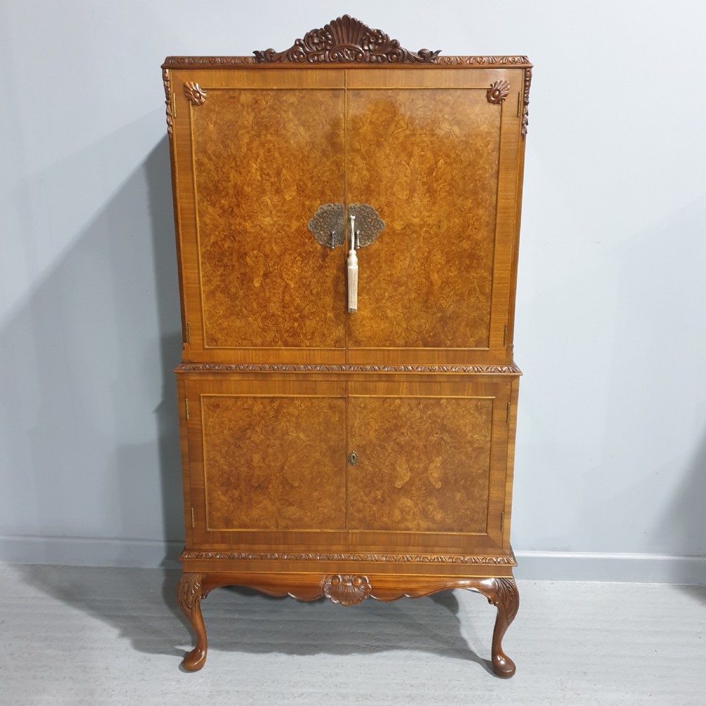 Excellent Quality Burr Walnut Drinks Cabinet