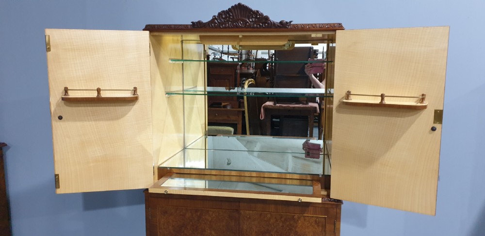 Excellent Quality Burr Walnut Drinks Cabinet View VIII