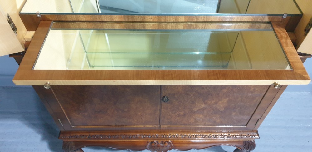 Excellent Quality Burr Walnut Drinks Cabinet View XI