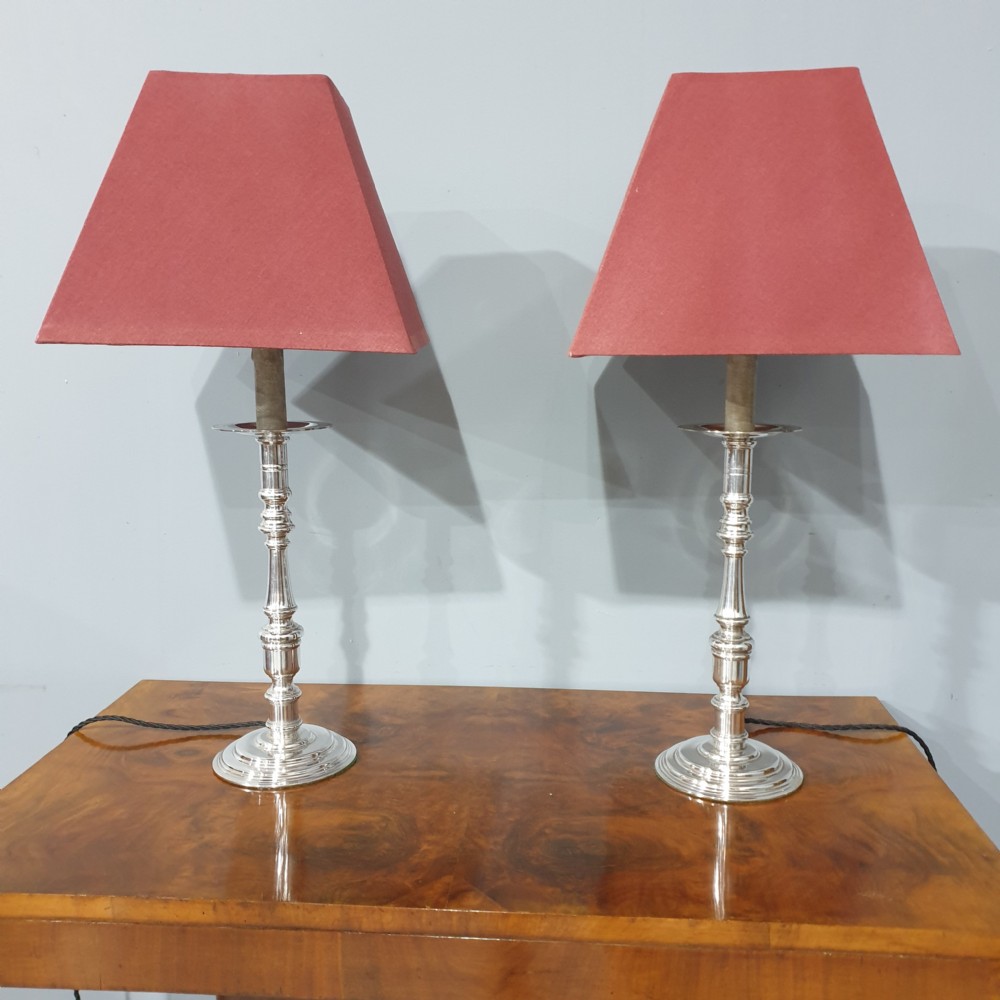 Super Pair Silver Table Lamps