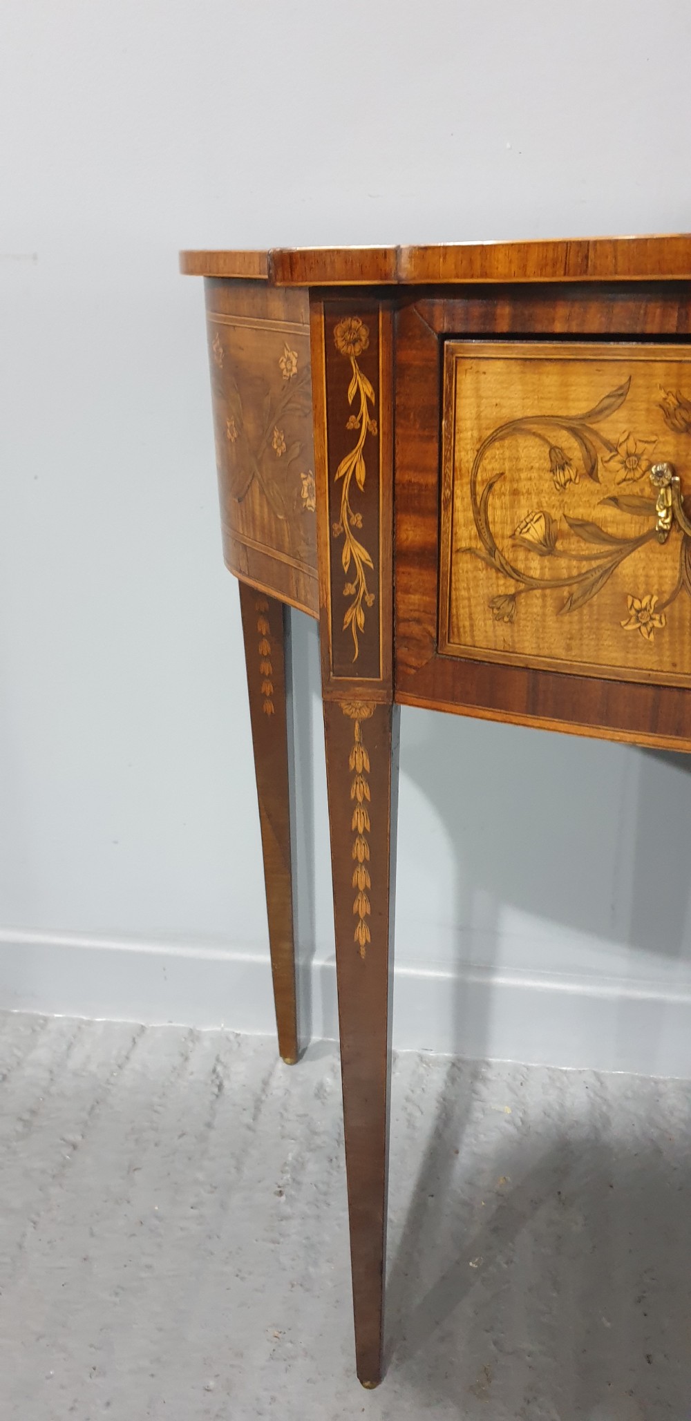 Wonderful Inlaid Serpentine Side Table View VI