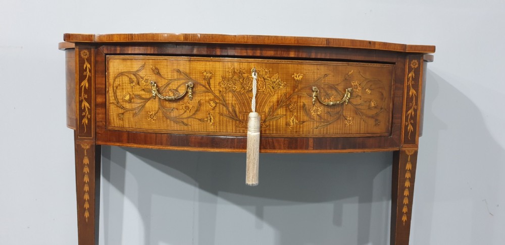 Wonderful Inlaid Serpentine Side Table View IX