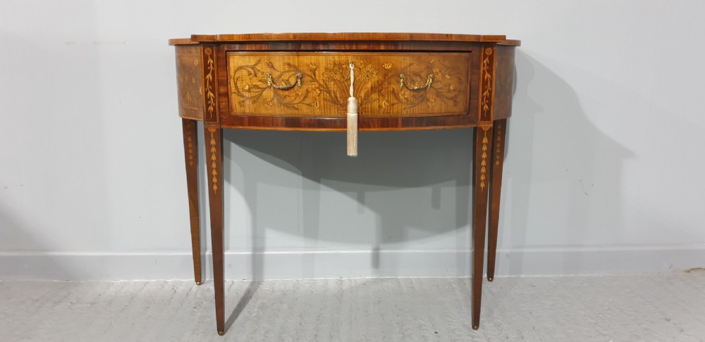Wonderful Inlaid Serpentine Side Table View X