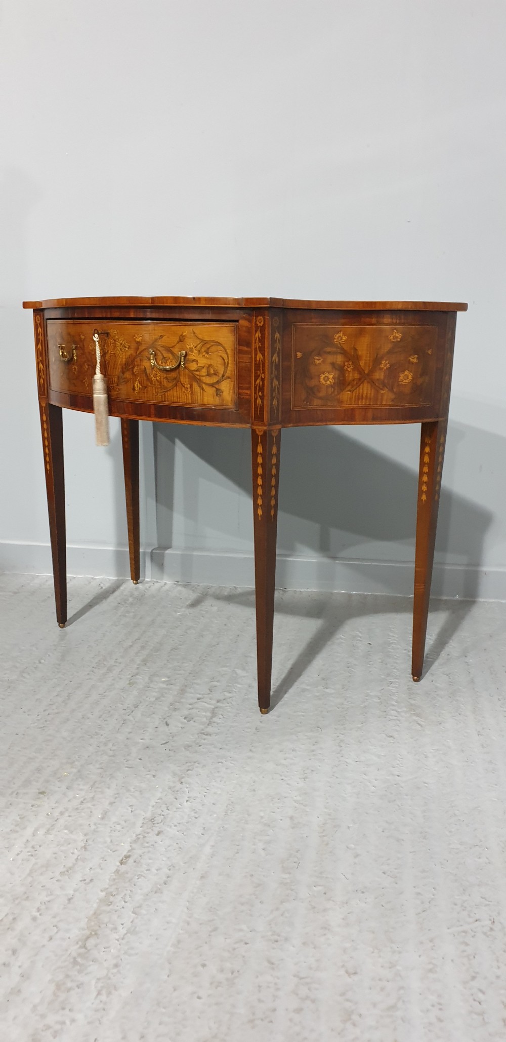 Wonderful Inlaid Serpentine Side Table View XI