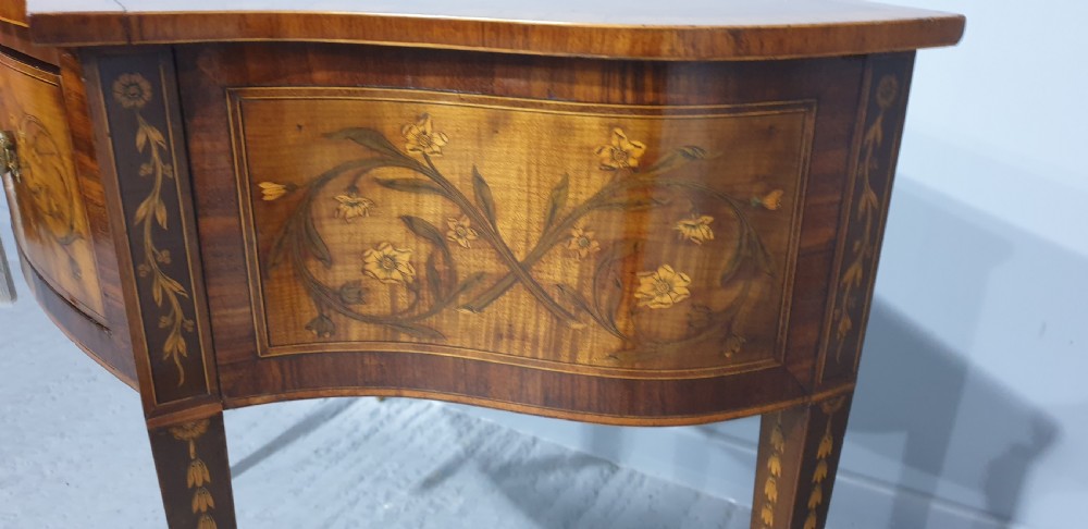 Wonderful Inlaid Serpentine Side Table View XII