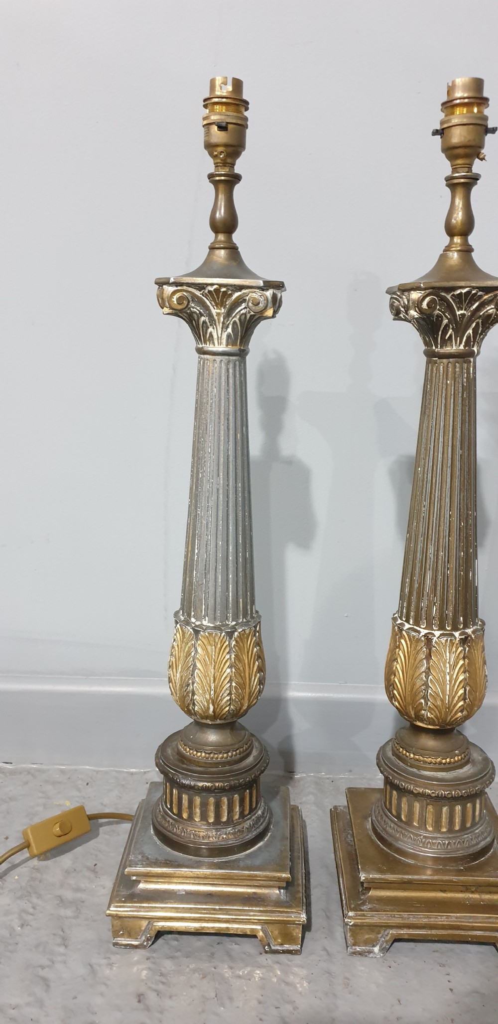 Pair Shabby Chique Metal Table Lamps View II