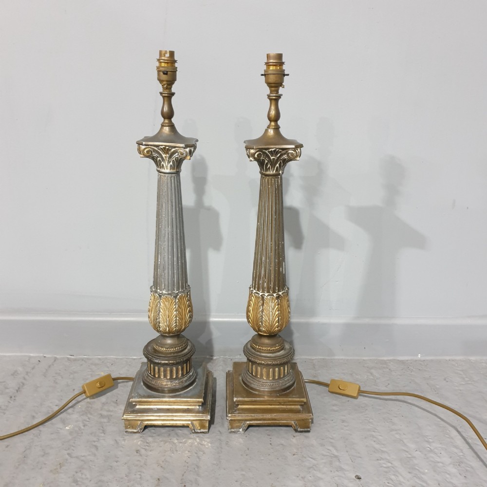 Pair Shabby Chique Metal Table Lamps