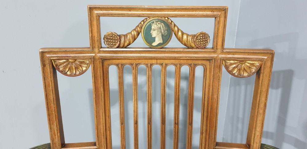 Large Edwardian Painted Satinwood Carver Chair View III