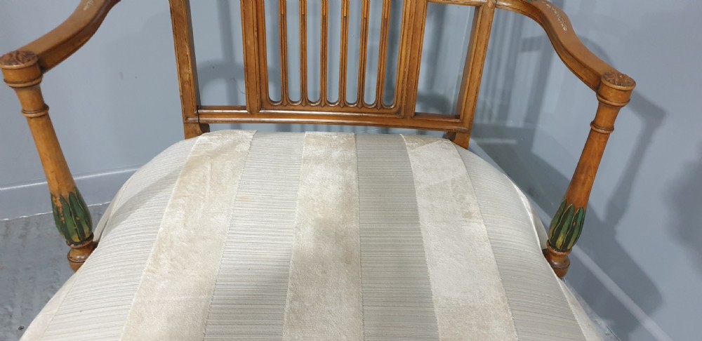 Large Edwardian Painted Satinwood Carver Chair View V