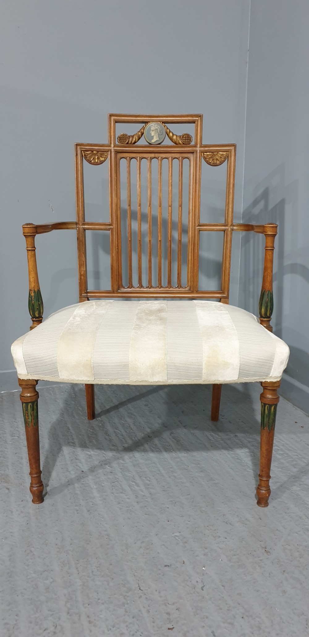 Large Edwardian Painted Satinwood Carver Chair View VIII