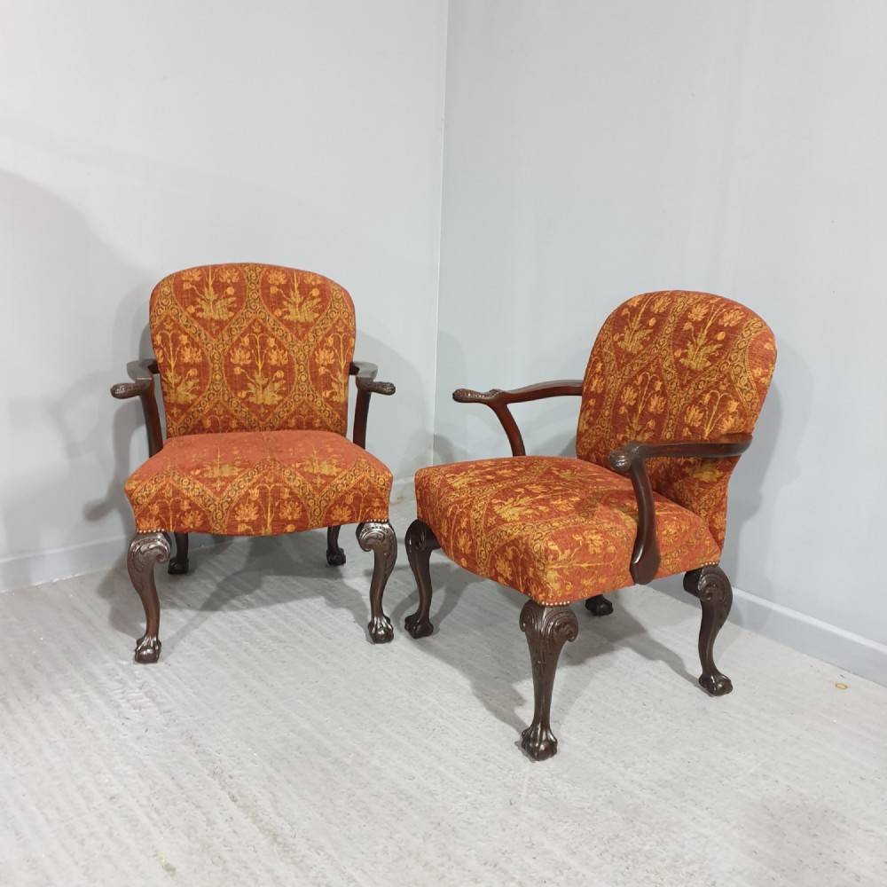 Wonderful Pair Mahogany Library Chairs