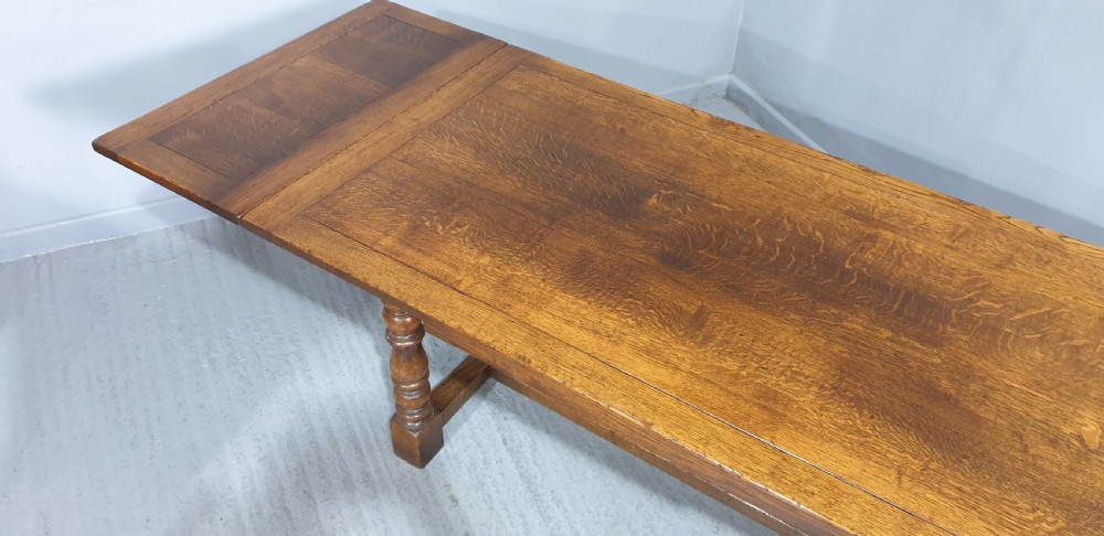 Superb Oak Refrectory Drawleaf Dining Table View VI