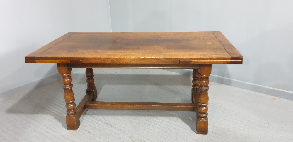 Superb Oak Refrectory Drawleaf Dining Table View IX