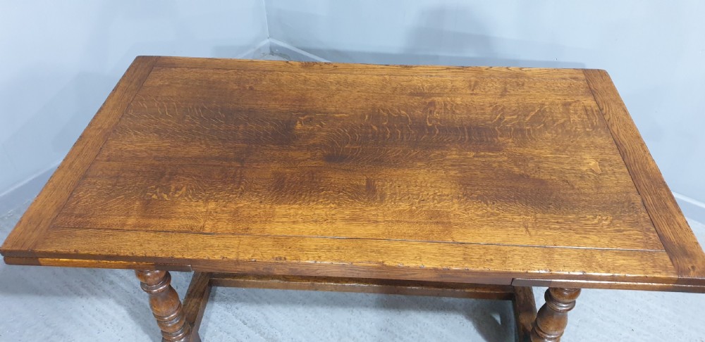 Superb Oak Refrectory Drawleaf Dining Table View XI