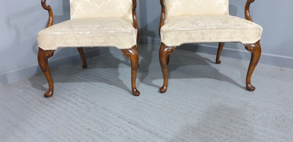 Superb Pair English Walnut Library Chairs View II
