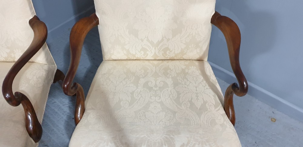 Superb Pair English Walnut Library Chairs View III