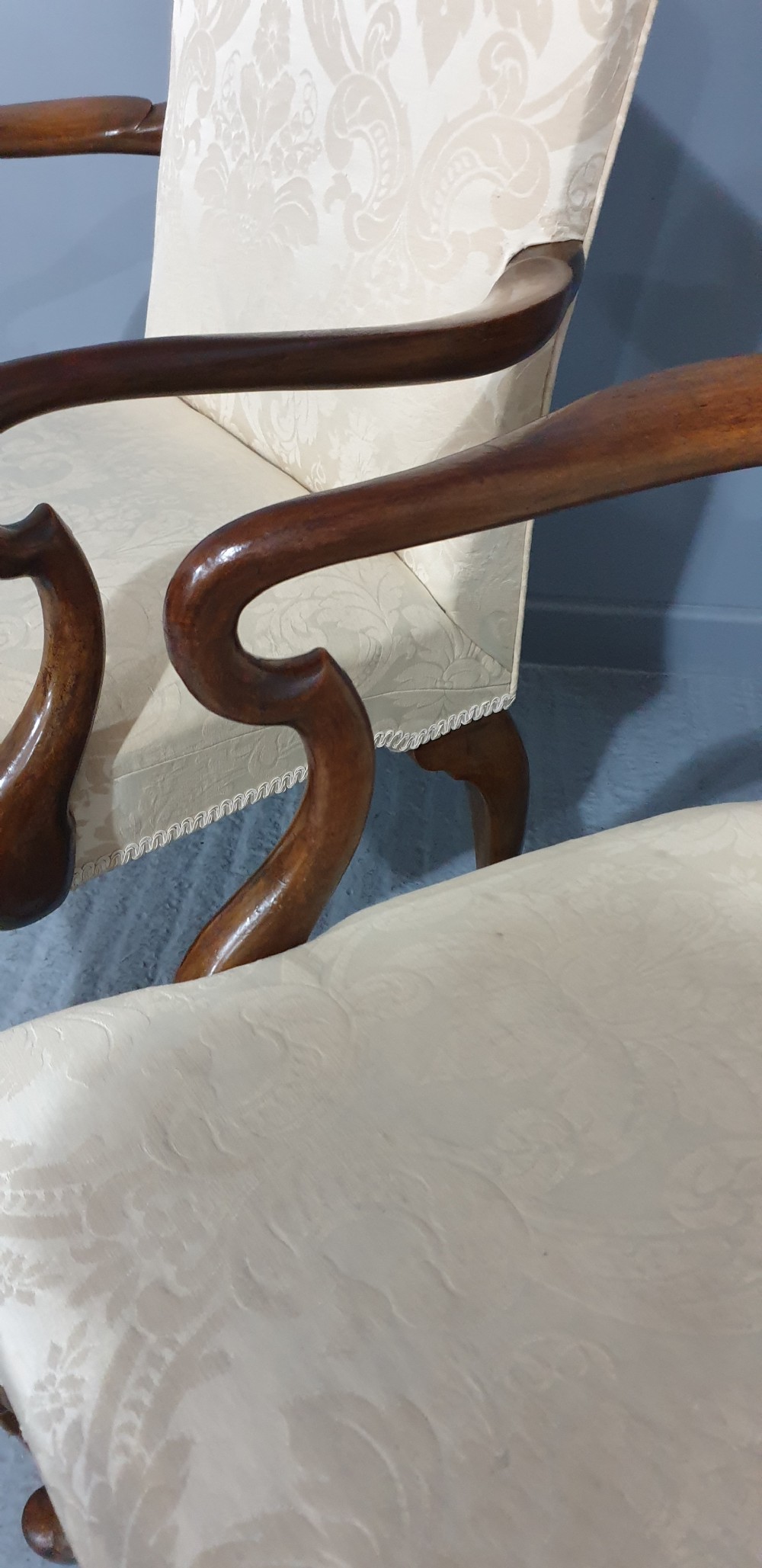 Superb Pair English Walnut Library Chairs View V